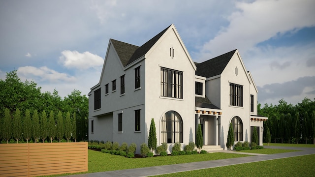 4300 Franklin Ave, Western Springs, IL 60558 - view of front facade featuring a front lawn, stucco siding, and a shingled roof