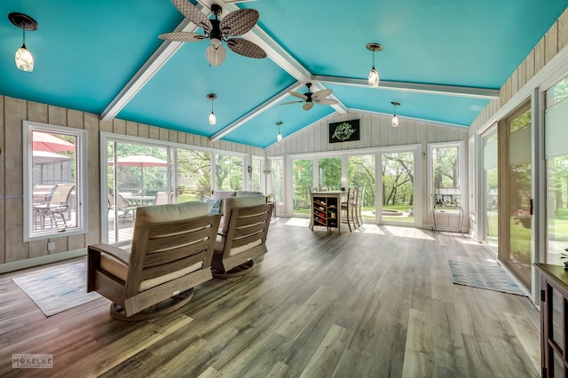 7500 US Highway 34, Oswego, IL 60543 - sunroom featuring ceiling fan and outdoor dining space