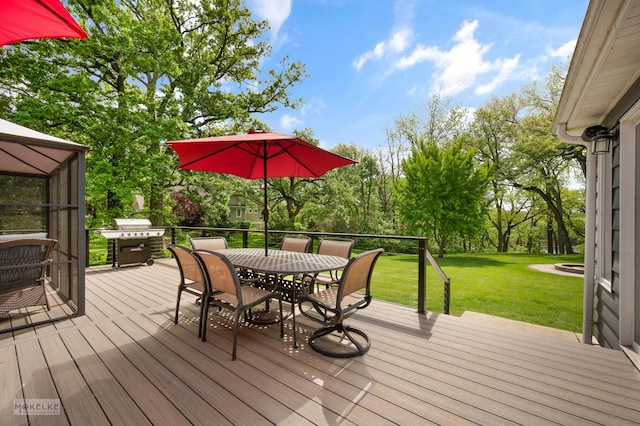 7500 US Highway 34, Oswego, IL 60543 - deck featuring a lawn, outdoor dining area, and grilling area