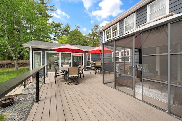 7500 US Highway 34, Oswego, IL 60543 - wooden terrace with outdoor dining area