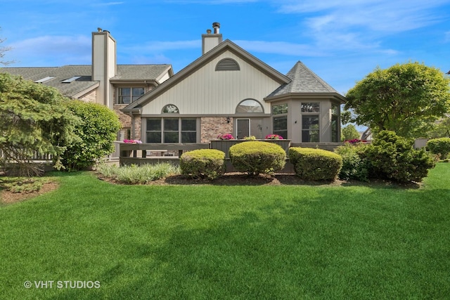 10428 Morningside Ct, Orland Park, IL 60462 - back of property with a lawn, a chimney, and brick siding