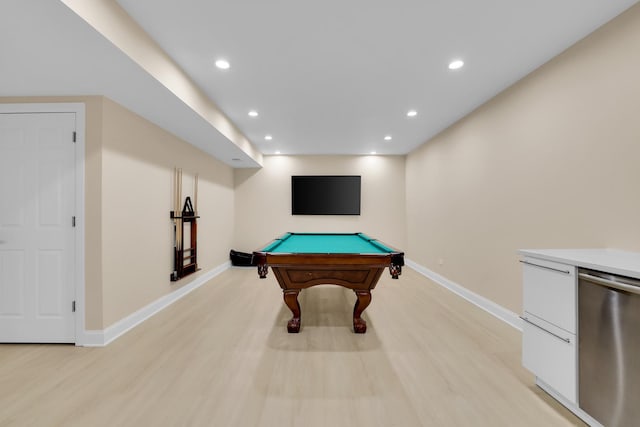 39W027 Dean St, Saint Charles, IL 60175 - game room with baseboards, light wood finished floors, recessed lighting, and billiards table