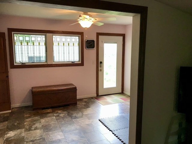 116 N Beech St, Princeton, IL 61356 - entrance foyer featuring plenty of natural light, baseboards, and a ceiling fan
