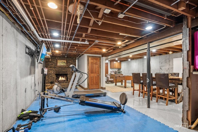 45W251 Ic Trl, Maple Park, IL 60151 - exercise room with a brick fireplace
