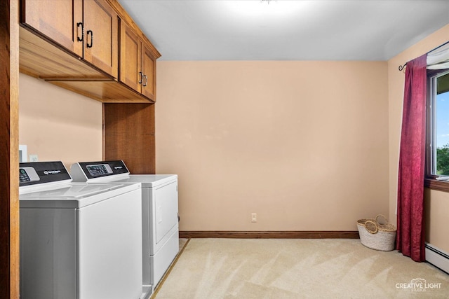 45W251 Ic Trl, Maple Park, IL 60151 - washroom featuring independent washer and dryer, light colored carpet, cabinet space, and baseboards