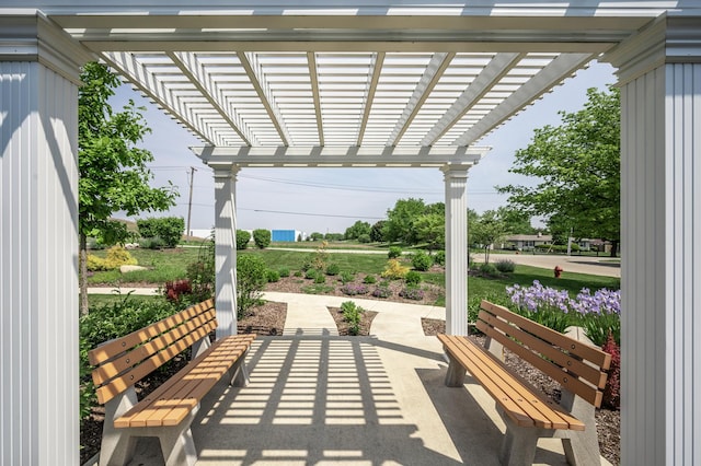 view of patio / terrace featuring a pergola