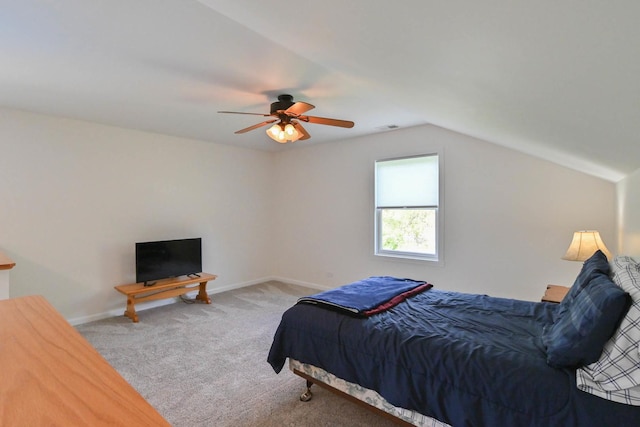 14445 W Walden Ln, Wadsworth, IL 60083 - bedroom featuring carpet, lofted ceiling, a ceiling fan, and baseboards