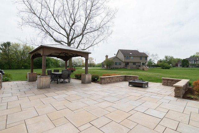 14445 W Walden Ln, Wadsworth, IL 60083 - view of patio / terrace featuring a gazebo and an outdoor fire pit
