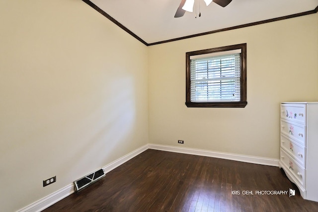 2810 Brentwood Ln, Mchenry, IL 60050 - unfurnished bedroom featuring baseboards, crown molding, hardwood / wood-style floors, and a ceiling fan