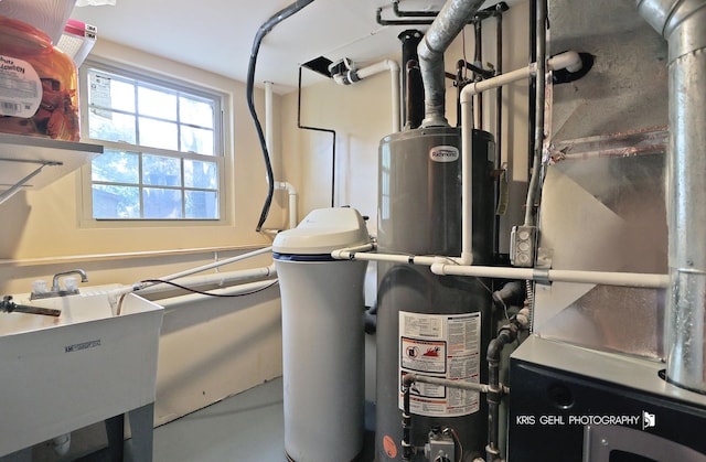 2810 Brentwood Ln, Mchenry, IL 60050 - utility room with water heater, a sink, and heating unit