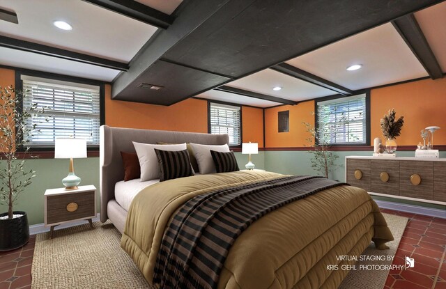 2810 Brentwood Ln, Mchenry, IL 60050 - bedroom with beamed ceiling, recessed lighting, and multiple windows