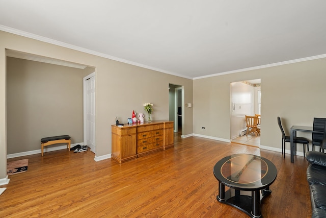 2000 Parkside Dr Unit B2, Park Ridge, IL 60068 - living area with ornamental molding, light wood-type flooring, and baseboards