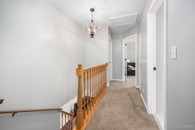 658 Cutter Ln, Elk Grove Village, IL 60007 - hallway with an upstairs landing, light carpet, and baseboards