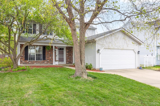 658 Cutter Ln, Elk Grove Village, IL 60007 - view of front of house with concrete driveway, a garage, a front lawn, and brick siding