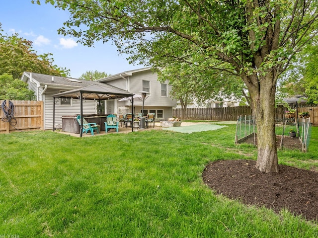 1150 Jerald Dr, Joliet, IL 60431 - view of yard featuring a gazebo, a hot tub, and a patio area