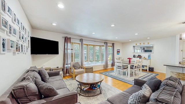9405 Morgan Ave, Evanston, IL 60203 - living area featuring light wood-style floors and recessed lighting
