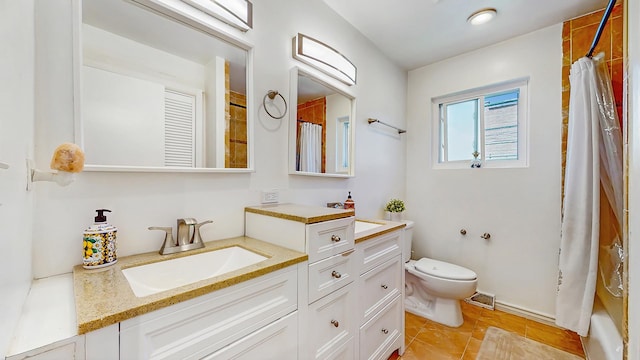 9405 Morgan Ave, Evanston, IL 60203 - full bath featuring vanity, toilet, a shower with curtain, and tile patterned floors