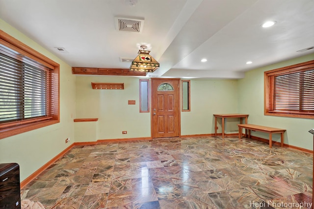 22665 W Depot St, Antioch, IL 60002 - foyer entrance featuring baseboards, recessed lighting, and stone finish flooring