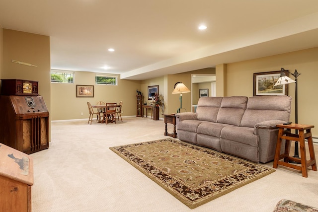 5344 River Run Parkway, Belvidere, IL 61008 - living area with light carpet, baseboards, and recessed lighting
