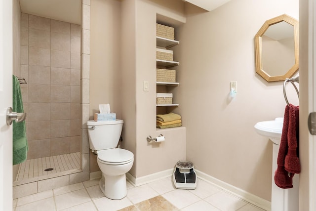 5344 River Run Parkway, Belvidere, IL 61008 - bathroom with toilet, a stall shower, tile patterned floors, and baseboards