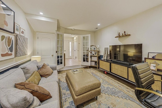 3152 N Clifton Ave, Chicago, IL 60657 - living area featuring french doors, recessed lighting, and wood finished floors