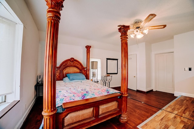 407 E Mulberry St, Watseka, IL 60970 - bedroom with wood finished floors, baseboards, and ceiling fan