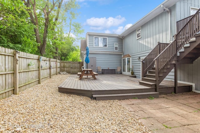 6N715 Gates Ave, Itasca, IL 60143 - back of house featuring a fenced backyard, stairway, a wooden deck, and a patio