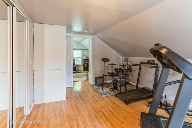 6N715 Gates Ave, Itasca, IL 60143 - workout area featuring wood finished floors and vaulted ceiling