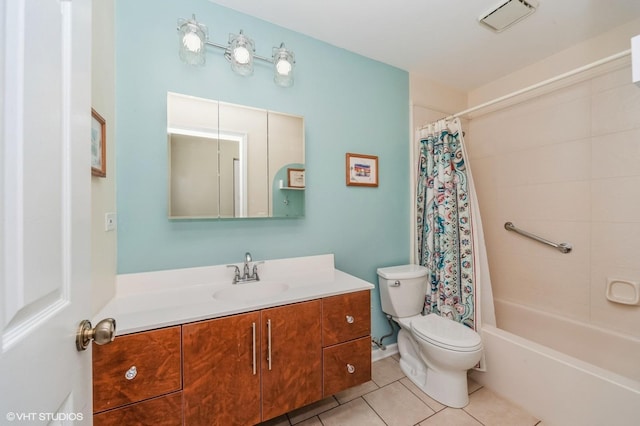 1402 Apricot Ct Unit A, Mount Prospect, IL 60056 - bathroom with tile patterned floors, toilet, vanity, and shower / tub combo with curtain