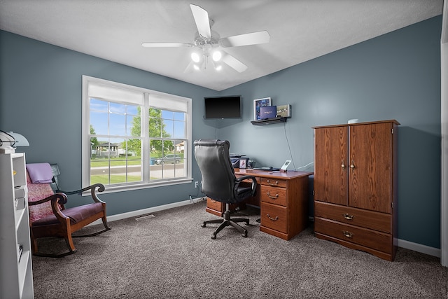 421 Sunset Dr, Colfax, IL 61728 - office featuring carpet, baseboards, and a ceiling fan