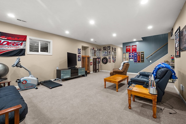421 Sunset Dr, Colfax, IL 61728 - living room featuring recessed lighting and carpet floors