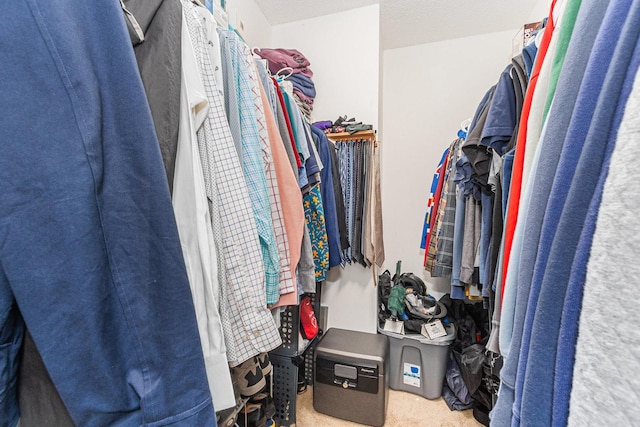 walk in closet with carpet