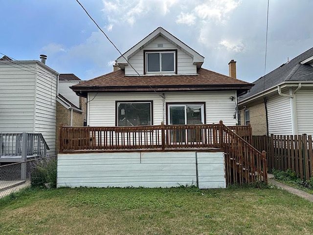 3010 N Nottingham Ave, Chicago, IL 60634 - rear view of house featuring roof with shingles and a wooden deck