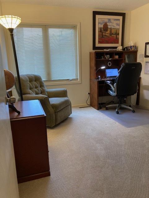 view of carpeted office space
