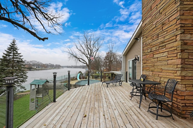 2407 N Villa Ln, Mchenry, IL 60051 - wooden terrace featuring a water view