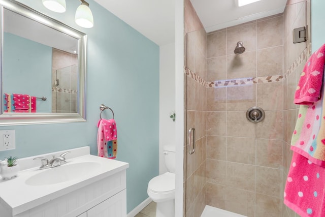 2407 N Villa Ln, Mchenry, IL 60051 - bathroom with a stall shower, vanity, and toilet
