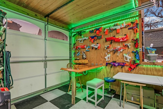 2407 N Villa Ln, Mchenry, IL 60051 - garage featuring wood ceiling and wood walls