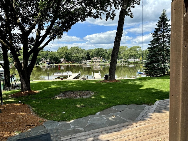 2407 N Villa Ln, Mchenry, IL 60051 - view of grassy yard with a water view and a boat dock