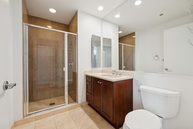 60 E Monroe St Unit 3007, Chicago, IL 60603 - full bath with toilet, a stall shower, recessed lighting, tile patterned flooring, and vanity
