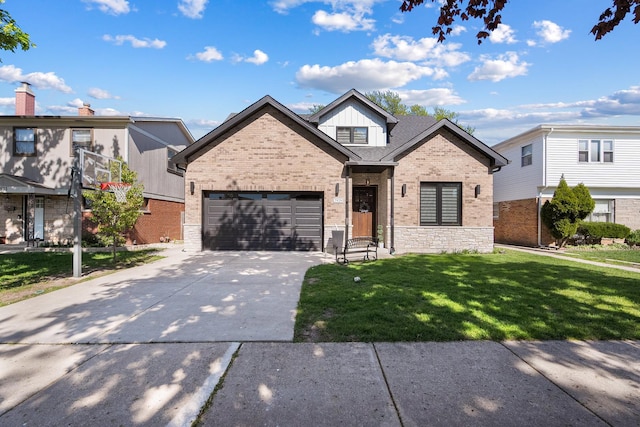 7929 N Octavia Ave, Niles, IL 60714 - view of front of home featuring driveway, brick siding, a front lawn, and an attached garage