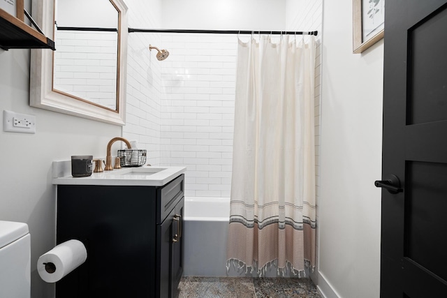 7929 N Octavia Ave, Niles, IL 60714 - full bathroom with vanity, shower / bathtub combination with curtain, and toilet