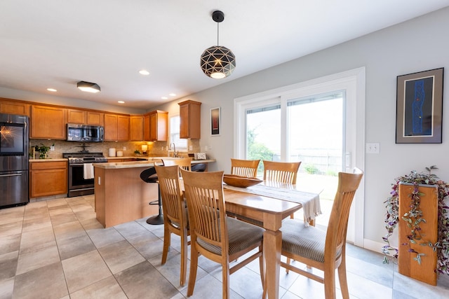 502 Deerpath St, Tolono, IL 61880 - dining space with recessed lighting and light tile patterned floors