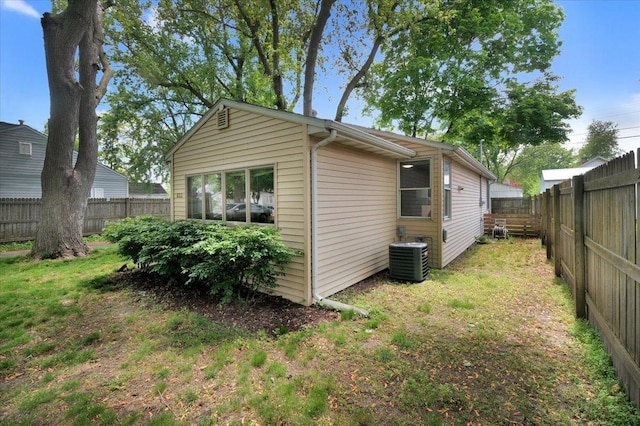 view of property exterior featuring central air condition unit