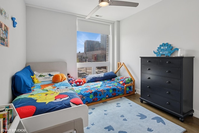 236 S Racine Ave Unit 304, Chicago, IL 60607 - bedroom with wood finished floors and a ceiling fan