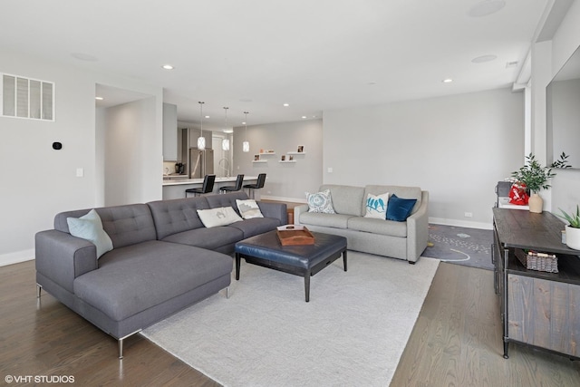 236 S Racine Ave Unit 304, Chicago, IL 60607 - living room with wood finished floors, baseboards, and recessed lighting