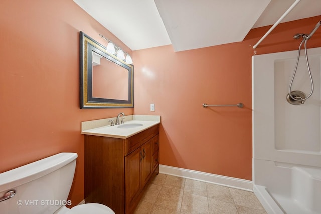 3 Starwood Ct, Bolingbrook, IL 60490 - full bathroom with a shower, vanity, toilet, baseboards, and tile patterned flooring