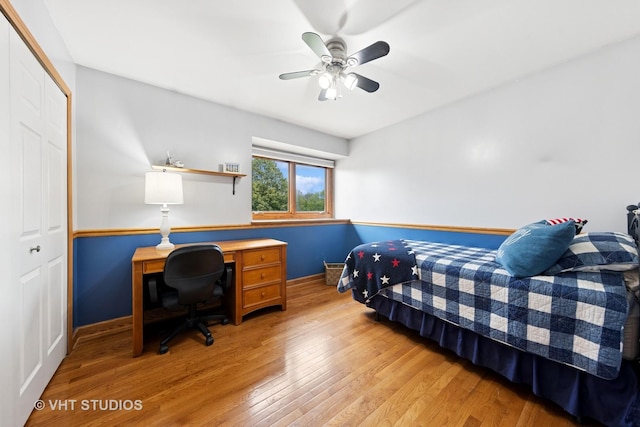 3 Starwood Ct, Bolingbrook, IL 60490 - bedroom with wood finished floors, a closet, a ceiling fan, and a desk