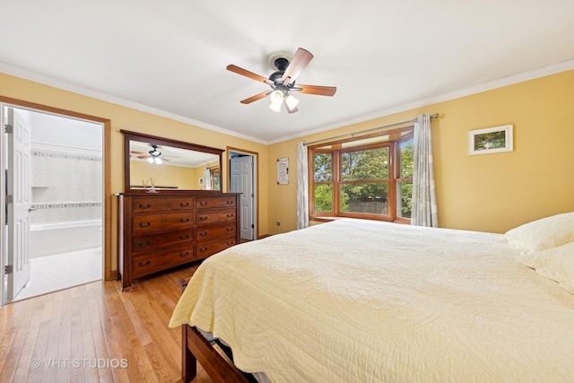 3 Starwood Ct, Bolingbrook, IL 60490 - bedroom with light wood-type flooring, crown molding, and a ceiling fan