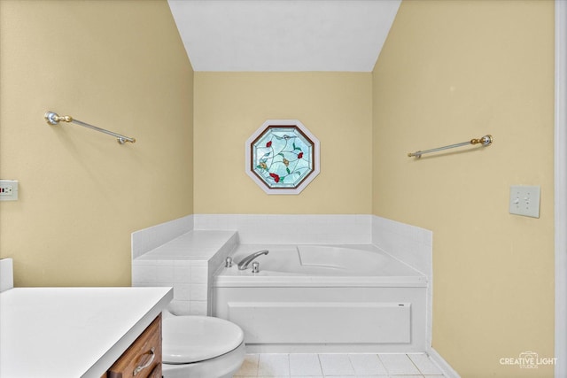 1070 Hobble Bush Ln, Elgin, IL 60120 - bathroom with tile patterned flooring, a garden tub, toilet, and vanity