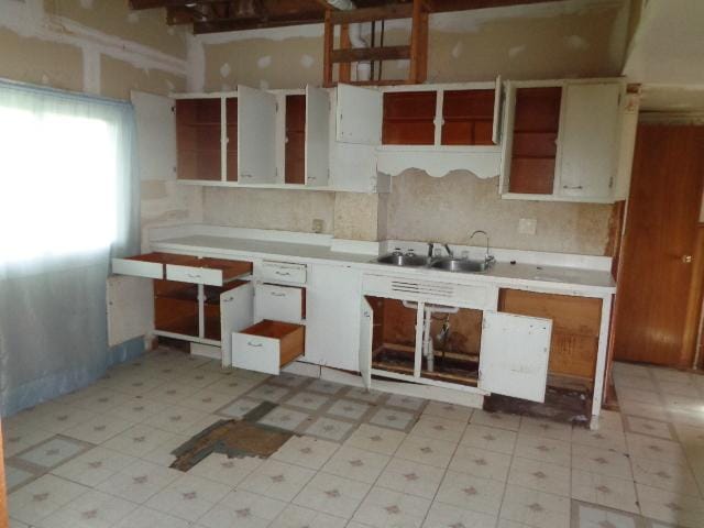 308 Genoa St, Cherry Valley, IL 61016 - kitchen with light floors, a sink, open shelves, and light countertops